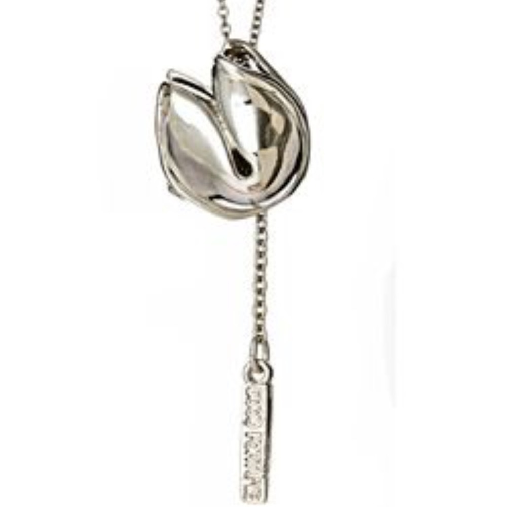 New Silver Fortune Cookie Necklace